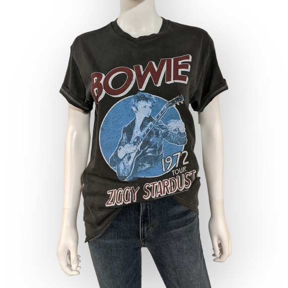 The Vinyl Icons Bowie Ziggy Stardust Cotton Graphic T-Shirt in Washed Black, S - Picture 6 of 11